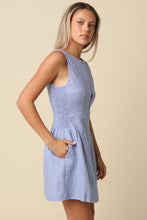 Load image into Gallery viewer, Light Blue Linen Flare Dress