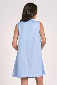 Light Blue Slvls Button Collared Dress