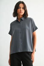 Load image into Gallery viewer, Steel Blue Dolman Slv Button Down Top