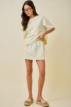 Load image into Gallery viewer, Yellow/Lt. Blue Striped Top + Skort Set