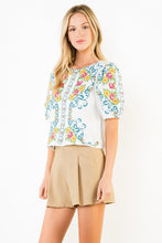 Load image into Gallery viewer, Cream Floral Embroidered Top w/ Scallop Neckline (THML)