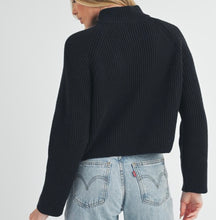 Load image into Gallery viewer, Soft Ribbed Half Zip Sweater Black