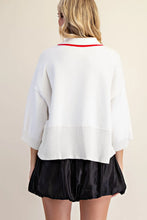Load image into Gallery viewer, V-Neck Color Trim Sweater Ivory