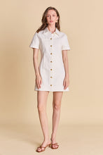 Load image into Gallery viewer, White Denim Gold Button Shirt Dress