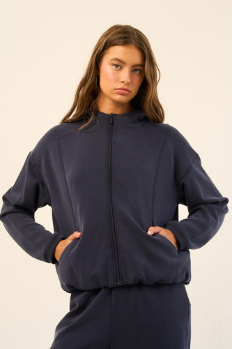 Navy Scuba Zip Through Top + Pant Set