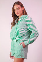 Load image into Gallery viewer, Green Striped LS + Short Set