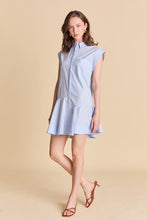 Load image into Gallery viewer, Powder Blue Collar Flare Skirt Dress