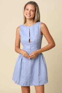 Light Blue Linen Flare Dress – Mod and Proper