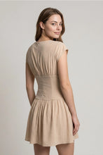Load image into Gallery viewer, Ecru Textured Fitted Waist Dress