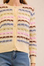 Load image into Gallery viewer, Ivory Combo Patterned Knit Cardigan w/ Pearl Buttons