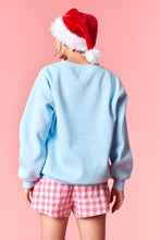 Load image into Gallery viewer, Lt. Blue Holly Jolly Letter Fleece Sweatshirt