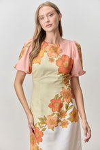 Load image into Gallery viewer, Multi Floral Print Bubble Slv Midi Dress