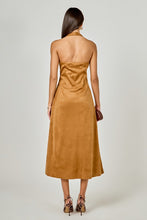 Load image into Gallery viewer, Tan Suede Fitted Midi Dress w/ Gold Buttons
