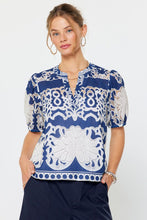 Load image into Gallery viewer, Deep Cobalt Embroidered SS Blouse