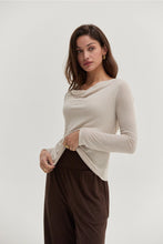 Load image into Gallery viewer, Eggshell Cowl Neck LS Knit Top