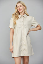 Load image into Gallery viewer, Ecru Front Pocket Button Down Leather Dress