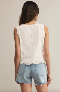 Z Supply White Tomi Embroidered Tank Top