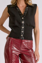 Load image into Gallery viewer, Black Slvls V-Neck Gold Button Sweater Top
