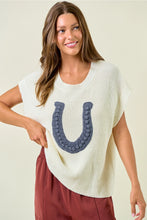 Load image into Gallery viewer, Cream Horseshoe Ribbed Sweater Vest