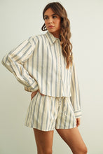Load image into Gallery viewer, Blue Striped Button Down Top + Short Set