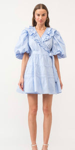 Blue Josefine Poplin Mini Dress