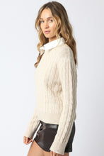Load image into Gallery viewer, Light Oatmeal Dress Shirt Collar Sweater