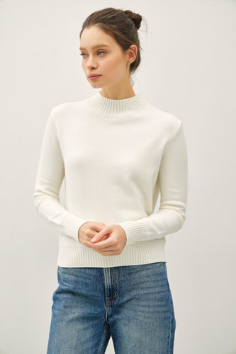 Ivory Ultra Soft Mock Neck Classic Sweater