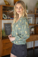 Load image into Gallery viewer, Sage Tassel LS Printed Blouse