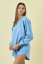 Load image into Gallery viewer, Soft Blue Scuba Sweatshirt/Short Set