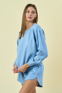 Soft Blue Scuba Sweatshirt/Short Set
