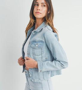 JP Light Denim Clean Jacket w/ Fray Hem