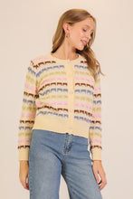 Load image into Gallery viewer, Ivory Combo Patterned Knit Cardigan w/ Pearl Buttons