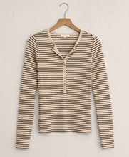 Load image into Gallery viewer, Z Supply Oatmeal Heather Eve Stripe LS Henley Top