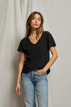 Load image into Gallery viewer, Cotton SS V-Neck Boxy Tee True Black