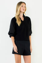 Load image into Gallery viewer, Black Double Sweater LS Top (THML)