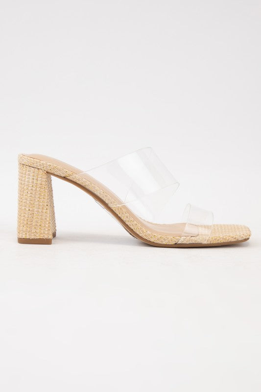 Tan/Gold Clear Strap Heel