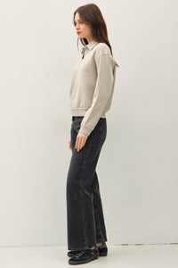 Stone Cozy Acid Wash Henley Pullover