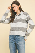 Load image into Gallery viewer, Heather Grey Striped Knit Basic Sweater