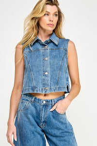 Casual Denim Blue Vest
