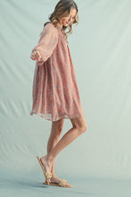Load image into Gallery viewer, Neutral Floral LS Drop Shoulder Dress