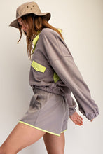 Load image into Gallery viewer, Stone Taupe/Lime Pullover + Short Set