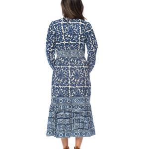 Kasumi Navy Printed LS Dress