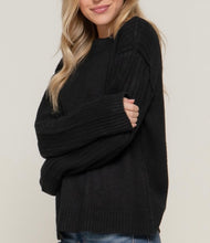 Load image into Gallery viewer, Black Mock Neck Raised Seam Sweater