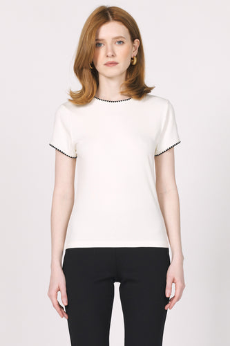 Vintage Cream Stitching Detail Zuma Top