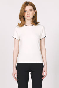 Vintage Cream Stitching Detail Zuma Top
