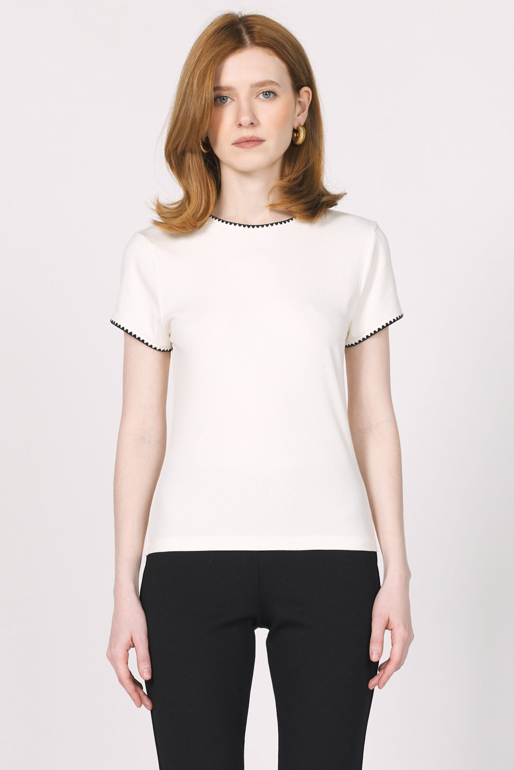 Vintage Cream Stitching Detail Zuma Top