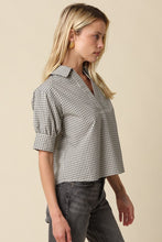 Load image into Gallery viewer, Cream/Black Gingham Puff Slv Blouse