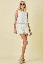 Load image into Gallery viewer, Cream Linen Embroidered Side Tie Top