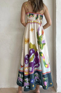 Printed Linen Blend Maxi Dress