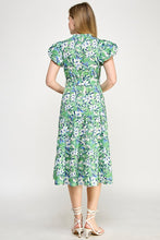 Load image into Gallery viewer, Green Multi Floral Puff Slv Midi Dress